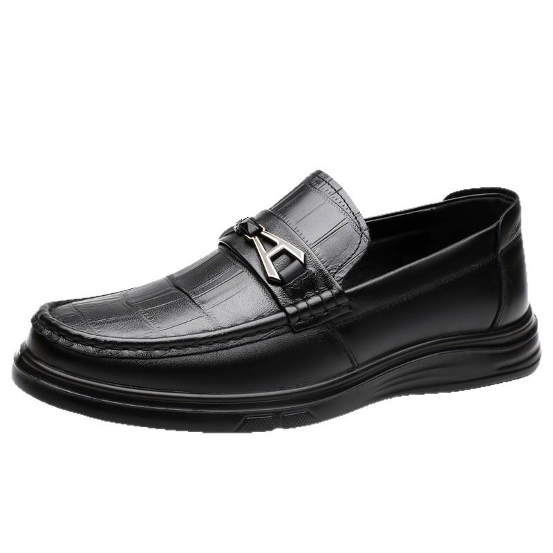 2025 new first-layer cowhide fashion Doudou shoes one-pedal lazy loafers Hugh leather shoes