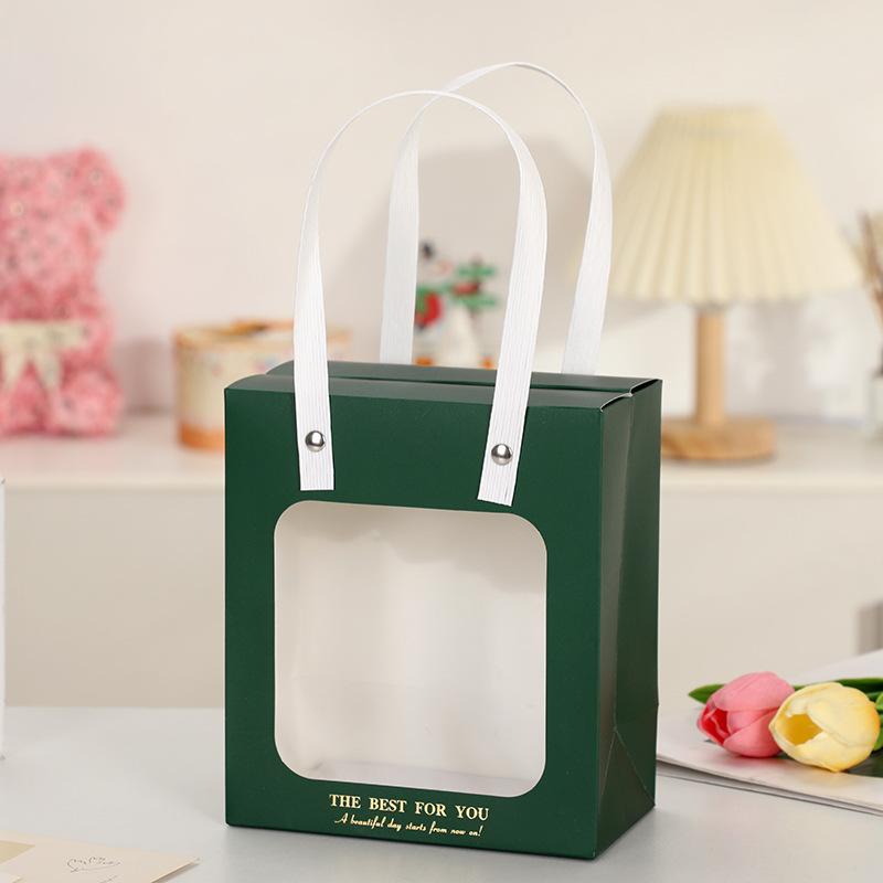 4PCS Transparent Window Opening Bag Light Luxury Gift Handbag Birthday Gift Bag Lipstick  Festival Gift Bag Bonbons Verpakking 145X80X165mm