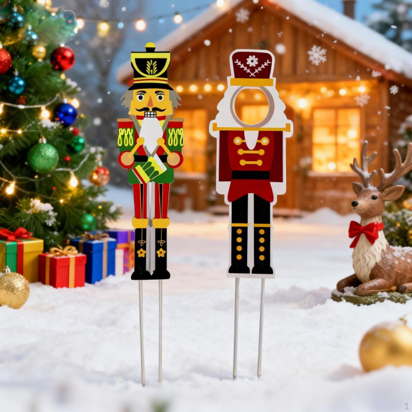 

2Pcs Christmas Nutcracker Yard Sign Xmas Decor for Courtyard Outside Walkway