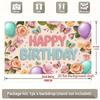 2D Pastel Floral Butterfly Backdrop Happy Birthday for Girls Themed Photo Booth Background