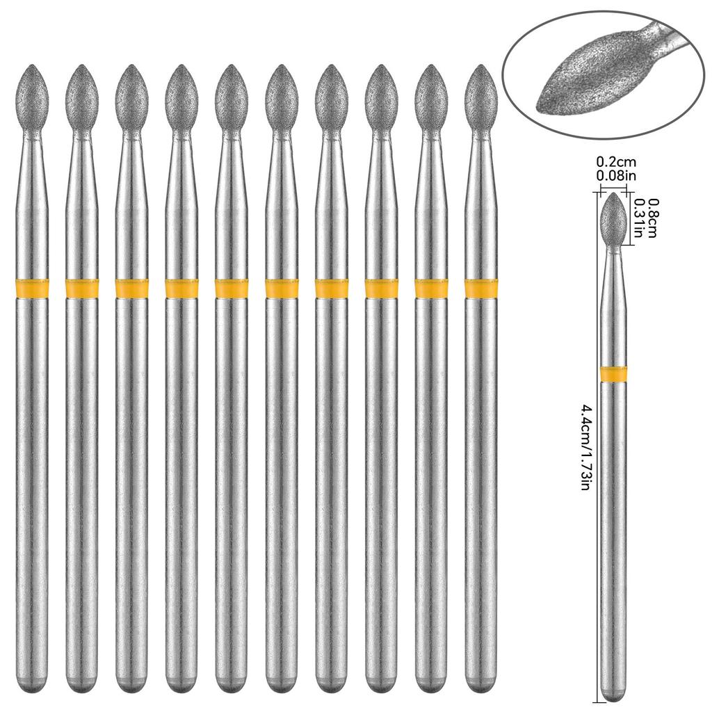 10PCS Diamond Nail Drill Bit Set Electric Milling Cutters For Manicure Rotary Burr Cuticle Clean Manicure Drill Accessories