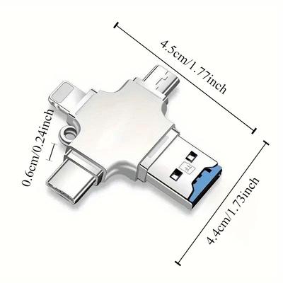 4'ü 1 Arada Hafıza Micro SD Kart Okuyucu iPhone/IPad/Android PC Kamera için Type-C Taşınabilir Okuyucu