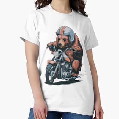 Bear On a Motorcycle – Cool Biker Animal Artwork Classic T-Shirt