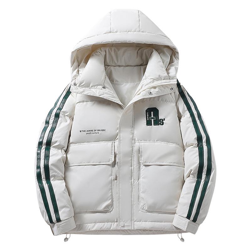 2024 Men's Loose Fit Hooded Down Jacket - Trendy, Casual, Versatile, and Thick, with White Duck Down.