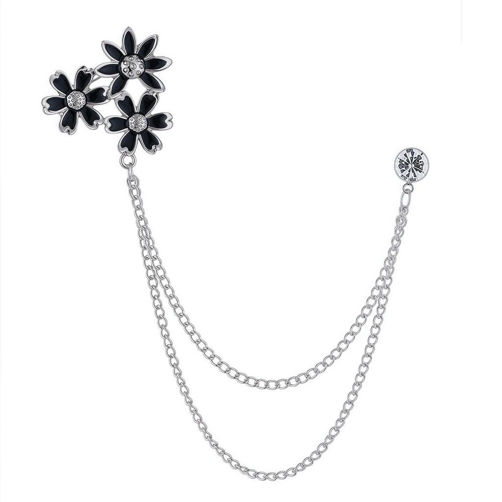 Men's Luxury Lapel Pin Brooch Set - High-End Suit Chain Badge for New Year Gift