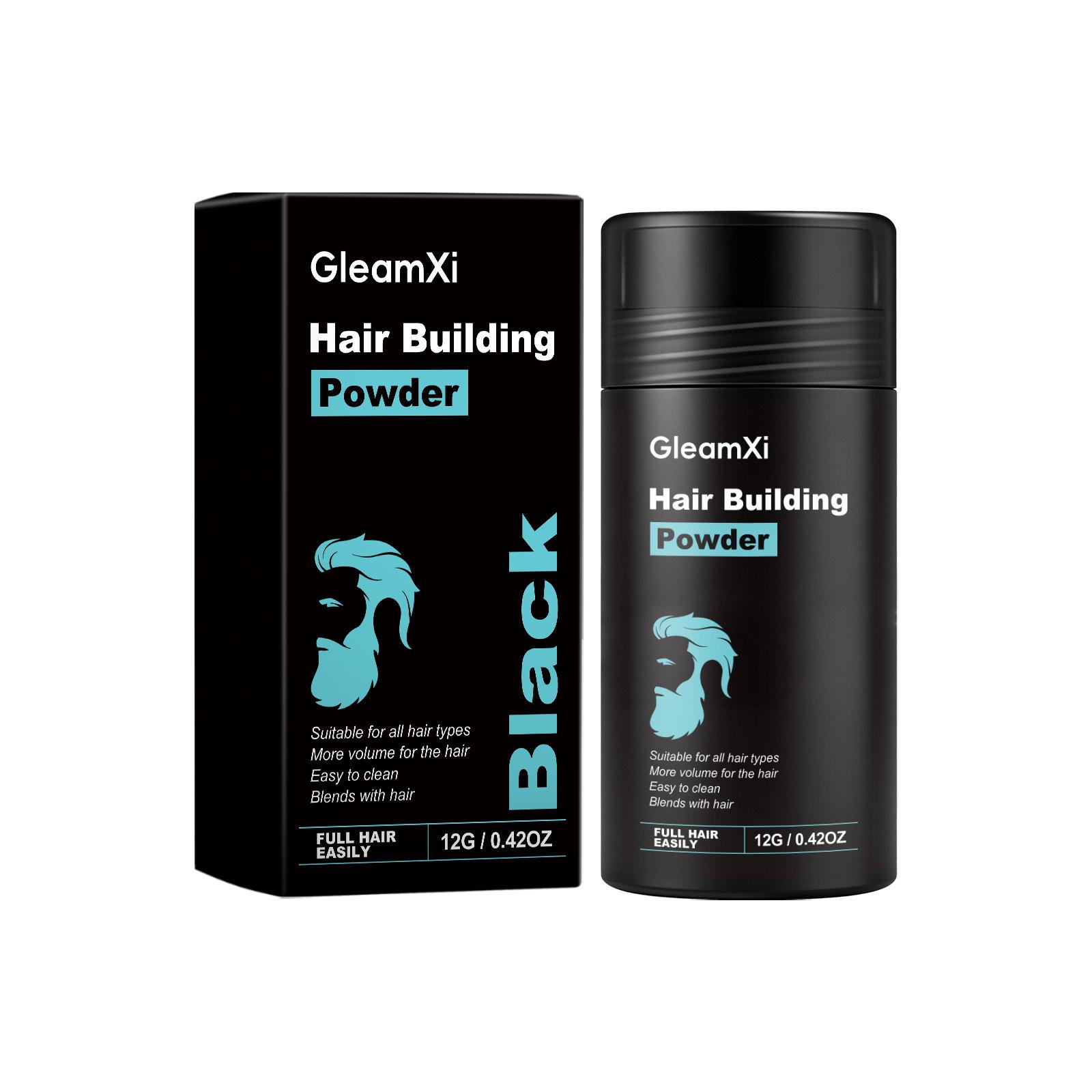 GleamXi Fluffy Hairline Powder (Black) - Conceal Partings, Volumize & Smooth Naturally.
