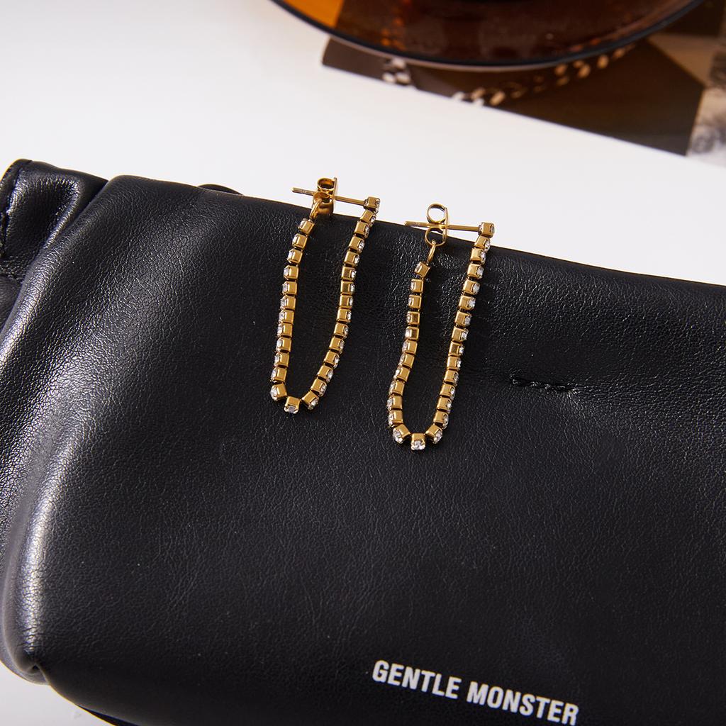 Youthway Minimalist Zircon Chain Tassel Earrings For Women Gold Plated Stainless Steel Earrings Simple Fashion Jewelry Gift