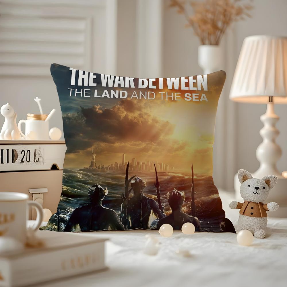 Cushion Cover Anti-dustmite Pillowcase Invisible Zipper Silky Short Plush Sofa Cushion Cover The War Between The Land And The Se