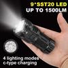 9LED Super Bright COB Flashlights Rechargeable Camping Spotlight with Side Light 3 Lighting Modes for Camping Adventure Outdoor