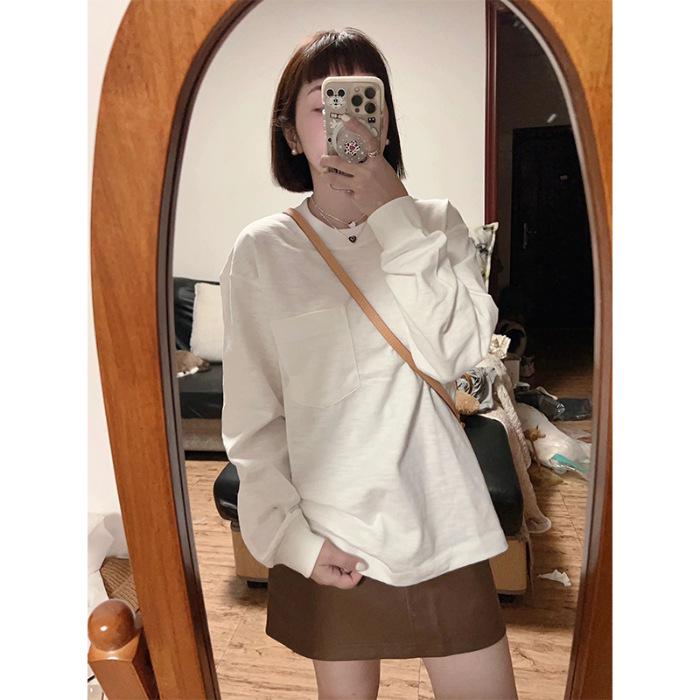 

Женский повседневный хлопковый свитшот 2025 года с одним карманом - Весенний модный тренд Double Extra Large белый