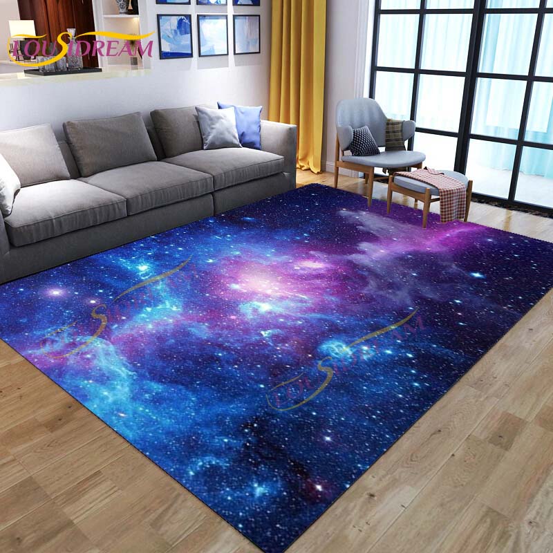 3D Colored Space Mat Galaxy Rug Starry Sky Carpet for Living Room Bedroomt Sofa Planet Rug Nursery Play Rug Floor Mat Home Decor