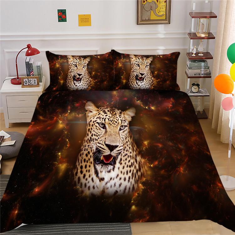 3D Digitaldruck Sternenhimmel Tier-Serie Bettbezug Kissenbezug Dreiteiliges Set Polyester