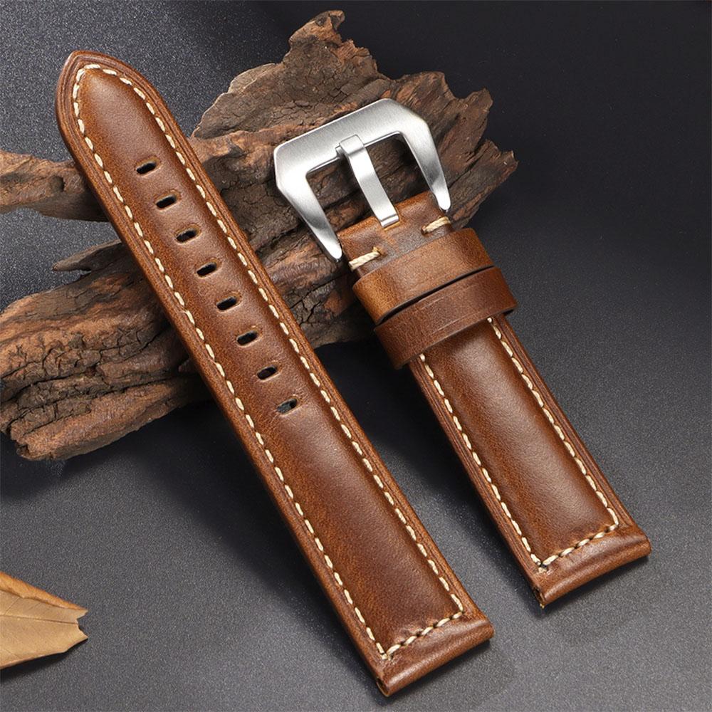 Premium Retro Oil Wax Genuine Leather Watchband Men's Soft Calfskin Strap for Seiko for Panerai 20mm 22mm 24mm 26mm Wristband