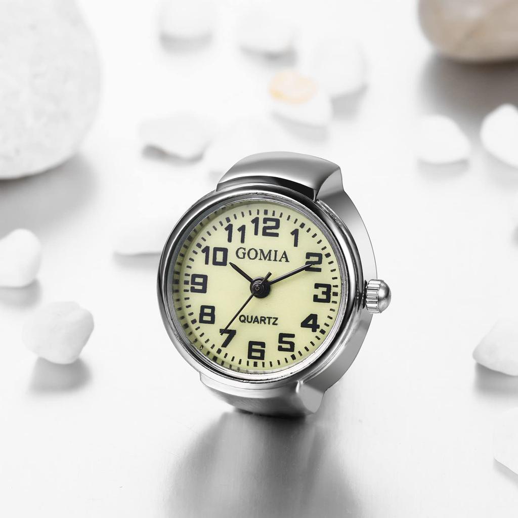 Ring Watch Free Size Waterproof Ring Clock Finger Ring Watch Number Analog Simple Fashionable Silver Men Women Fashion Accessory