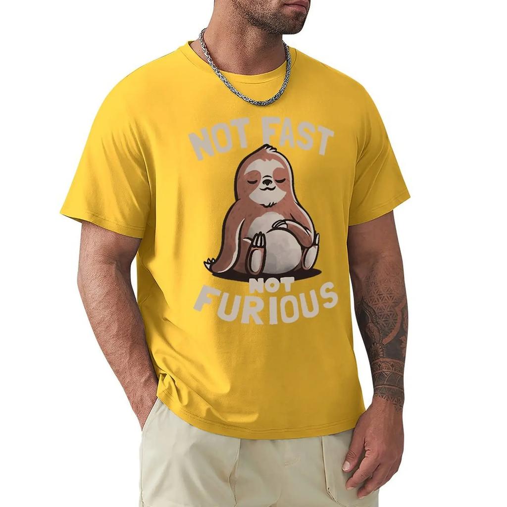 Not Fast Not Furious Kawaii Sloth Print Haine Bărbați Street Tricouri supradimensionate Bumbac respirabil Streetwear Creativitate Tricou
