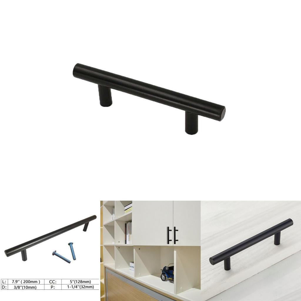 Elegant Black Cabinet Drawer Pull Stainless Steel T Bar For Modern Kitchen Hardware