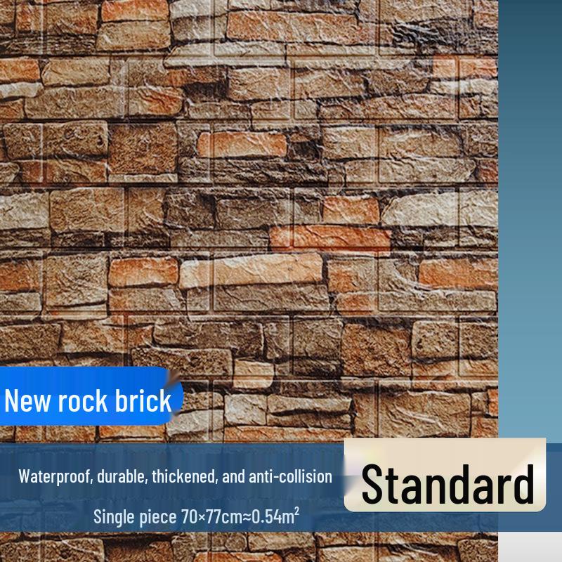 3D Brick Pattern Self-Adhesive Wallpaper: Waterproof, Moisture-Proof Decorative Sticker for Commercial & Antique Restaurant Wainscoting.