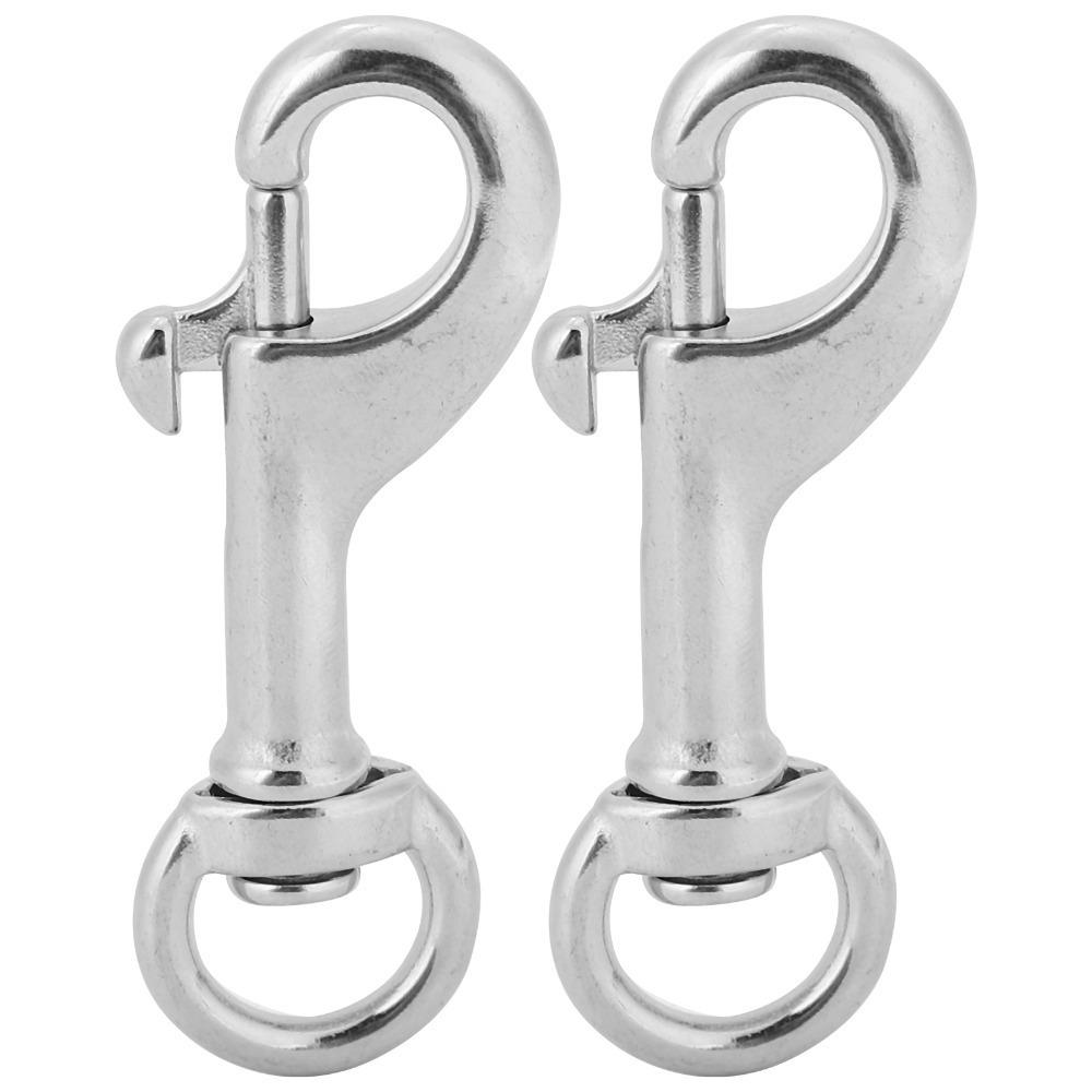 2 Pcs Durable 68mm Diving Snap Hook Stainless Steel Heavy Duty Bolt Snap Clip Single Ended Snap Diving Gear серебряный