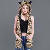 Plush Animal Ear Hat for Adult Unisex Earflap Gloves Scarf All In One Warm Trapper Hat Outdoor Activity Cold Weather Hat