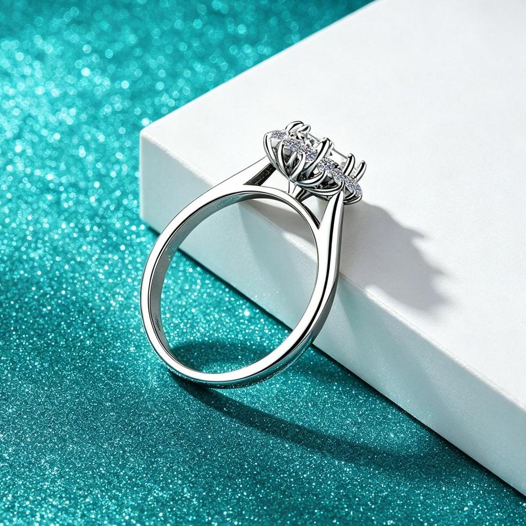 S925 Sterling Silver 1 Carat Pear Shape Moissanite Ring, Six-Prong Setting, D Color VVS1, Women's Jewelry.