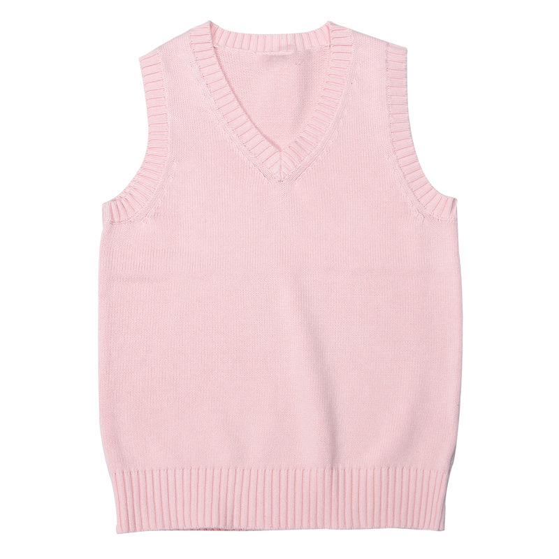 Japanese College Style V-Neck Sweater Vest - Solid Color Knit for Spring & Autumn