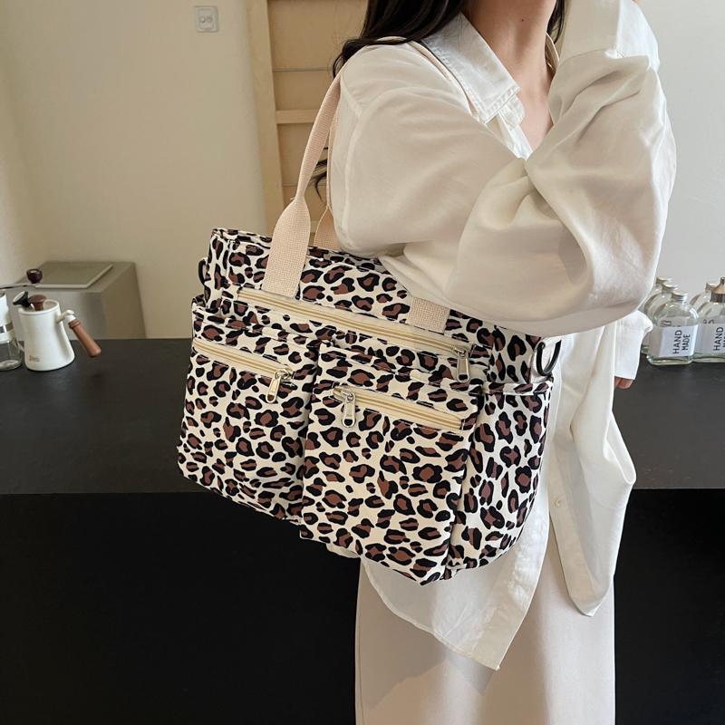 Klassischer Leopardenmuster Freizeit Damen Tasche mit großer Kapazität und mehreren Fächern Neue leichte Pendler Tragetasche