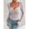 Autunno Primavera Nuova Moda Top Semplici Monocolore da Pendolare da Donna con Temperamento Casual