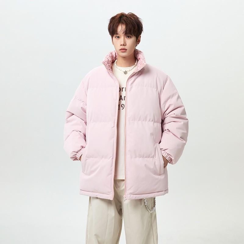Mens Winter Cotton Coat Unisex Stand Collar Thick Warm Casual Short Jacket