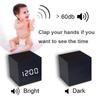 Wooden Digital Alarm Clock LED Light Multifunctional Modern Cube Displays Date Temperature for Home Office