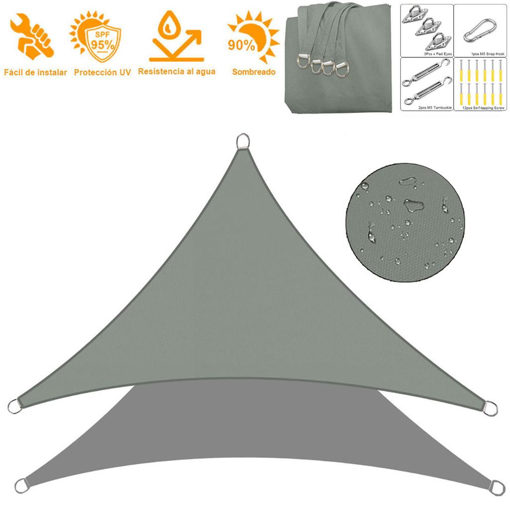 Shade Sail, Waterproof Outdoor Garden Patio Party Sun Awning, Triangular Canopy 98% UV Blocking with Free Rope