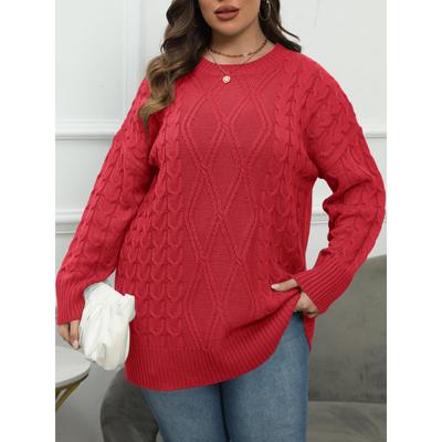 Women's Pullover Sweater Plus Size Women's Round Neck Knitted Sweater Autumn Winter New Base Shirt