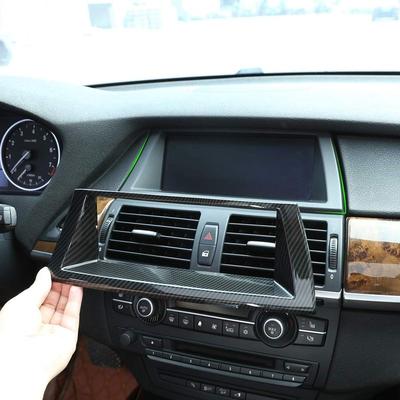 Konsole GPS-Bildschirm Navigation Display Panel Rahmenabdeckung Karbonfaser-Farbe Zierleiste Für BMW X5 E70 X6 E71 2008-2014 Autozubehör