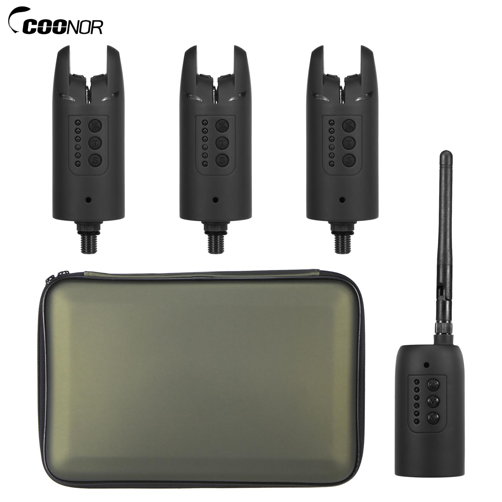 Беспроводной цифровой набор рыболовных сигнализаторов поклевки, комплект звукового оповещения о поклевке, светодиодный индикатор сигнализации с изменяемым цветом, с портативным кейсом