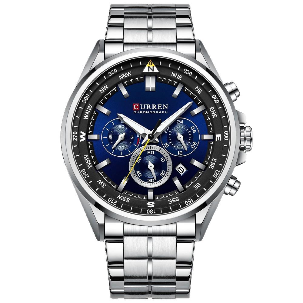 Curren 8399 Men's Multifunction Quartz Watch with Calendar, Large Dial, and Six Hands for Business