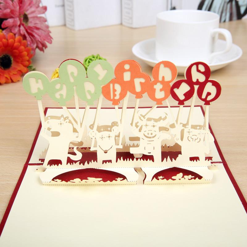 3D Hot Pop Up Happy Birthday Cards Invitation Cake Greeting Card Business Kids Gift Tourist Postcard For Friend Dad Mom Present