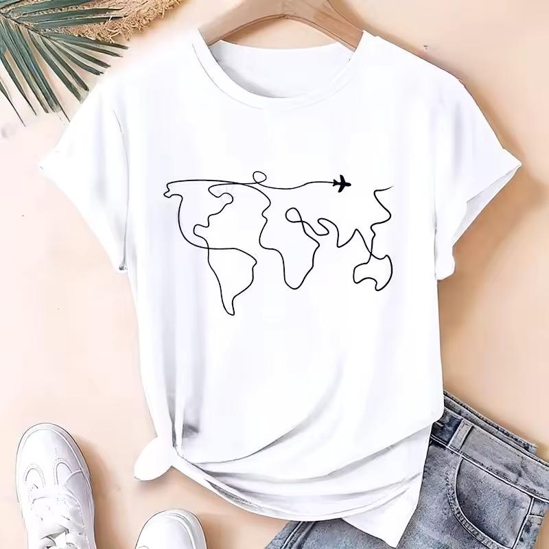 World Map Travel Sweatshirt Adventure Unisex Women's T-Shirts Clothing Short Sleeve Clothing World Traveler Women's Tee Tops