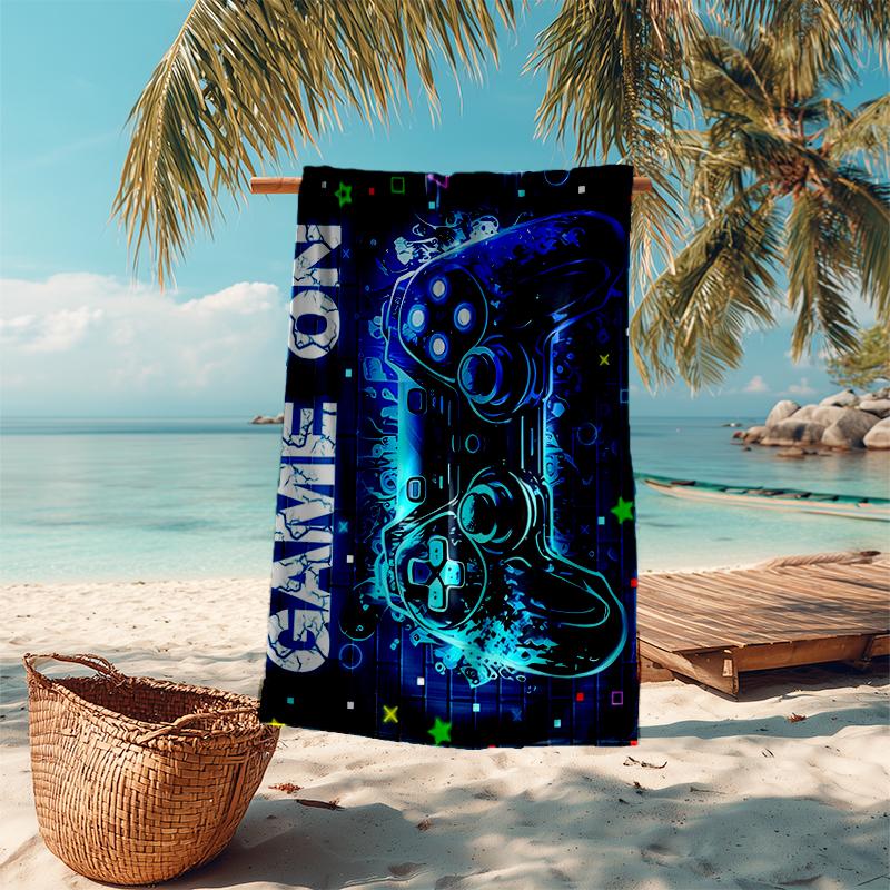 Ultra-Soft Beach Towel with Game Controller Theme,Ideal for Pool - Camping, Diving - Perfect Travel Essential, Vibrant Beach Towel.