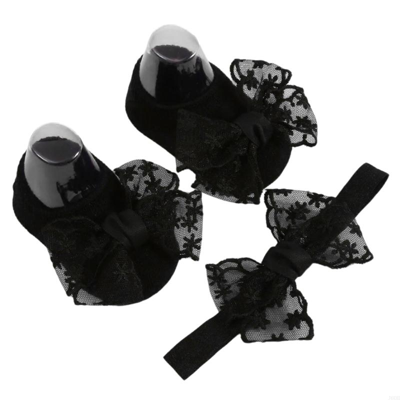 Lace Baby Floor Socks Headband Nor-Slip Step Socks Infant Walking Socks J60B