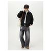 Mens Loose Turn Down Collar Raglan Sleeve Casual Short Jacket Outerwear