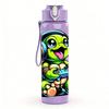 1PZ Tartaruga Giocosa Figura Cartone Animato 750ml Bottiglia d'Acqua in Plastica Colorata Tappo Ermetico con Cannuccia a Flip Per Sport Ufficio Uso Domestico