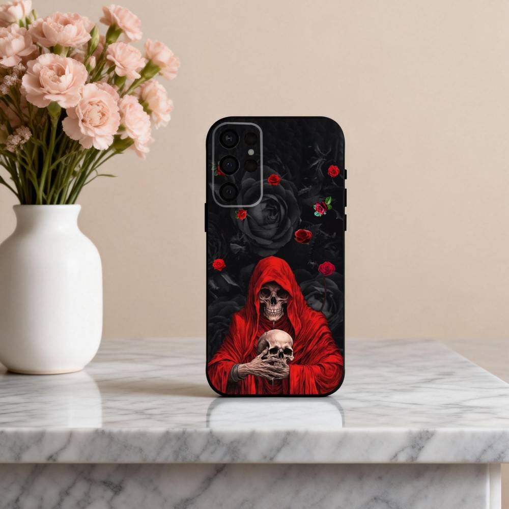 S-Santa M-Muerte P-Druck Handyhülle Für Samsung S25,24,23,22,30,21,10,9,Ultra,Plus,Lite,FE,4,5 G Weiche Schwarze Hülle