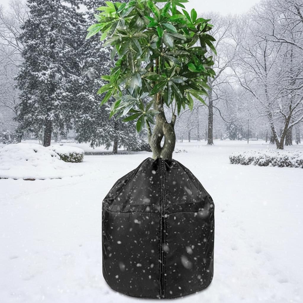 Oxford Cloth Plant Insulation Cover Breathable Thermal Pot Protector For Garden Shrub Trees Reusable Black Winter Plant Cover