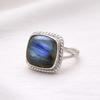 Blue Labradorite Square Shape Statement Ring in 925 Sterling Silver – Handmade Minimalist Boho Ring