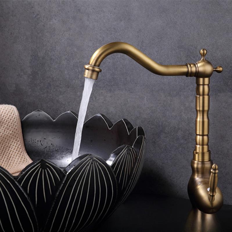 All-copper Creative Wash Basin Faucet Sink Retro Faucet Kitchen Hot and Cold Faucet Basin Dish Basin Faucet
