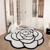 Retro Luxury Camellia Faux Cashmere Carpet for Living Room or Bedroom - Irregular Shape, Skin-Friendly Floor Mat
