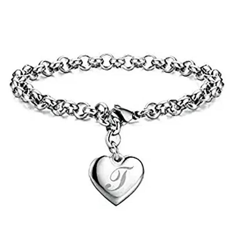 925 Sterlingsilber edles Herz 26 Buchstaben Kettenarmbänder für Frauen Mode Party Hochzeit Schmuck Geschenke