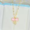 Bow Necklace Women'S Light Luxury Simple Magic Stone Pendant