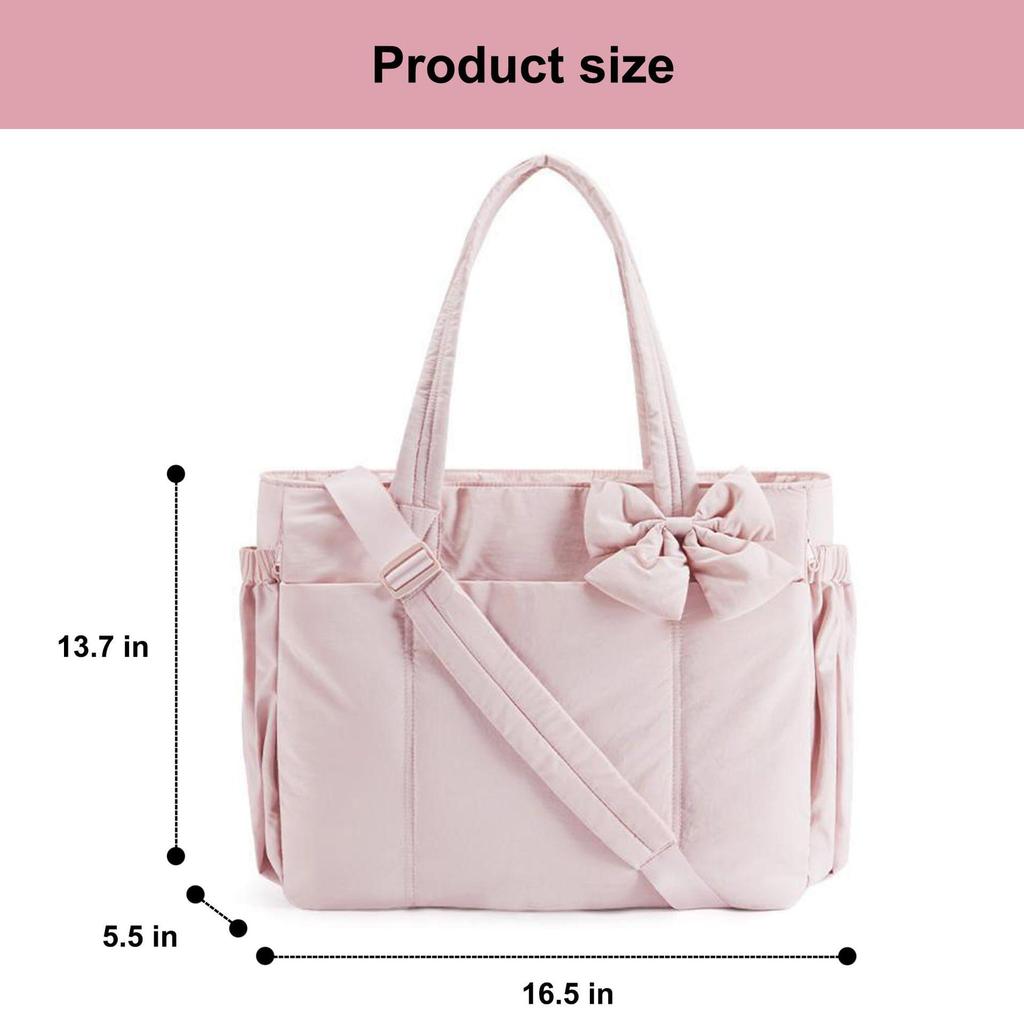 New Women's Lightweight Quilted Bow Shoulder Tote Bag