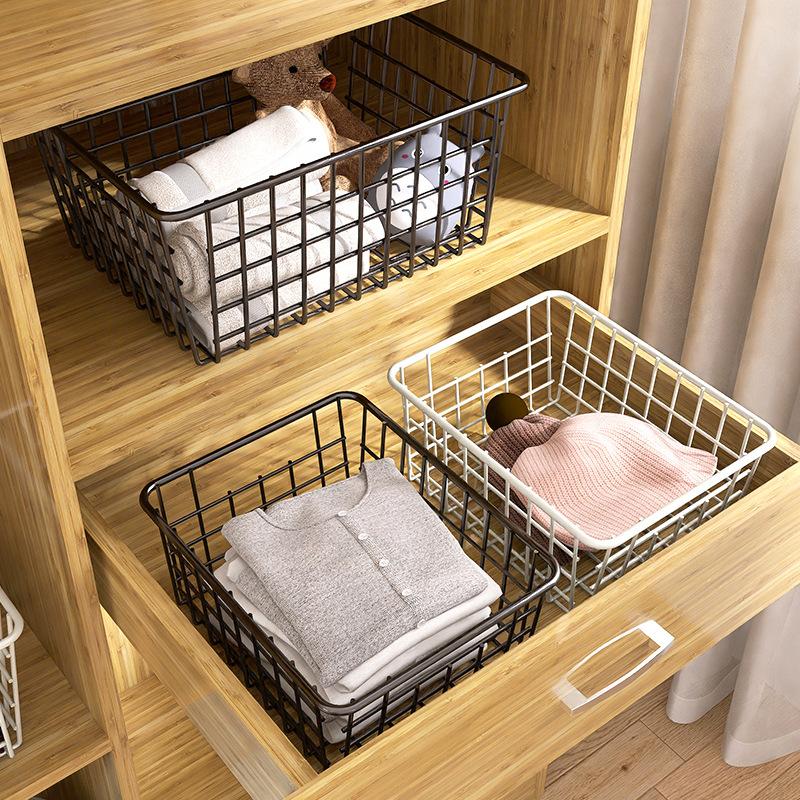 Direct supply Nordic rose gold storage basket, desktop snack wrought iron storage basket, multi-functional storage basket