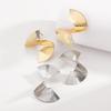 Women Fashion Stereoscopic Alloy Stud Earrings Unique Irregular Pleated Design Elegant High Grade Ear Jewelry